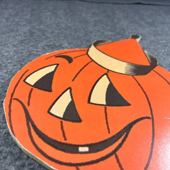 Vintage Halloween Cut-Out Decor Corkboard Reproduction Pumpkin JOL - Picture 5 of 6